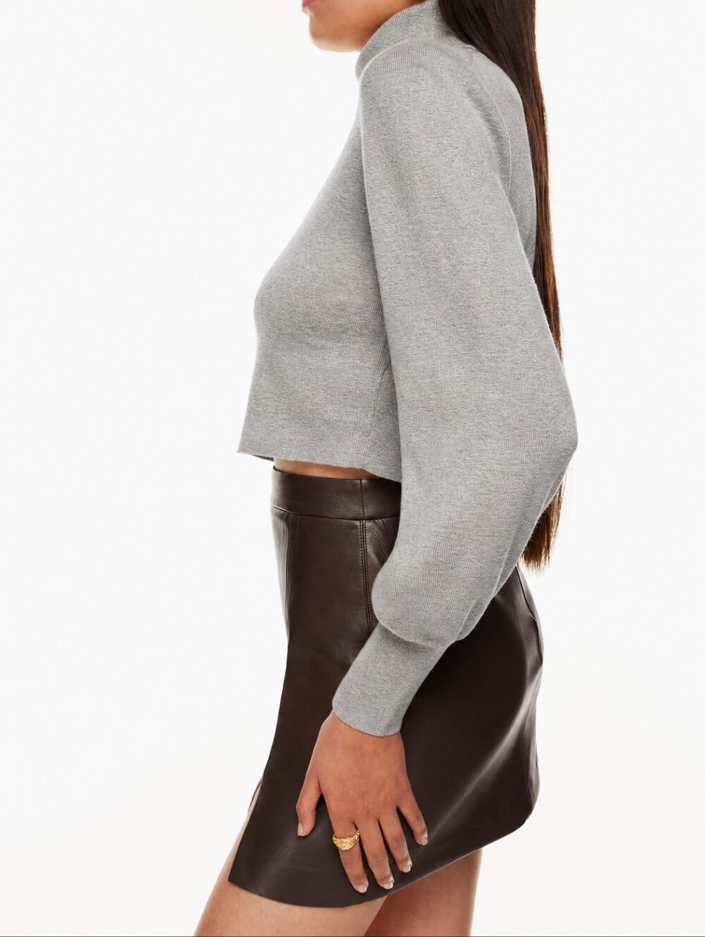 Aritzia Wilfred Rebecca Turtleneck Merino Wool & Cotton Stone Grey M